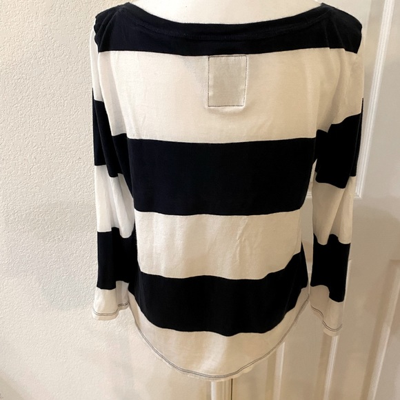 GILLY HICKS SYDNEY striped crop top tee, Blk/Wht Size L - Picture 5 of 5